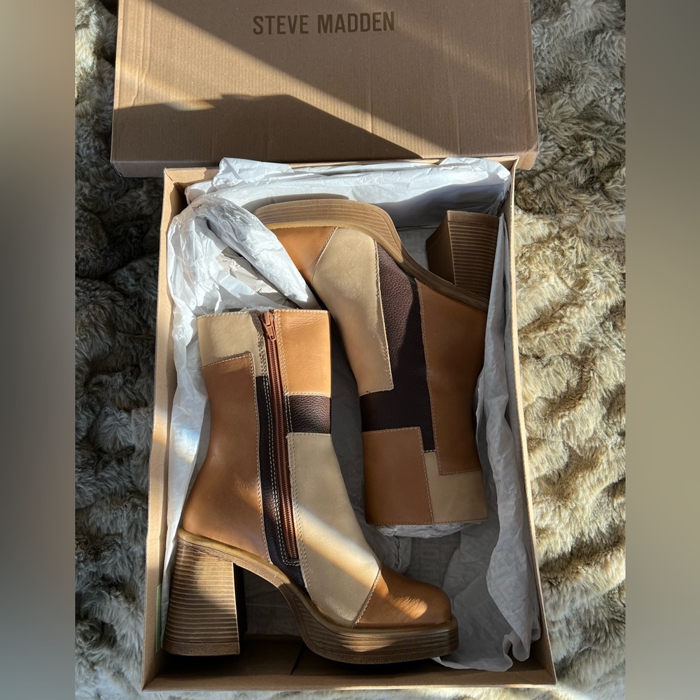 Steve Madden Fantise Patchwork Platform Boot, Size 7
